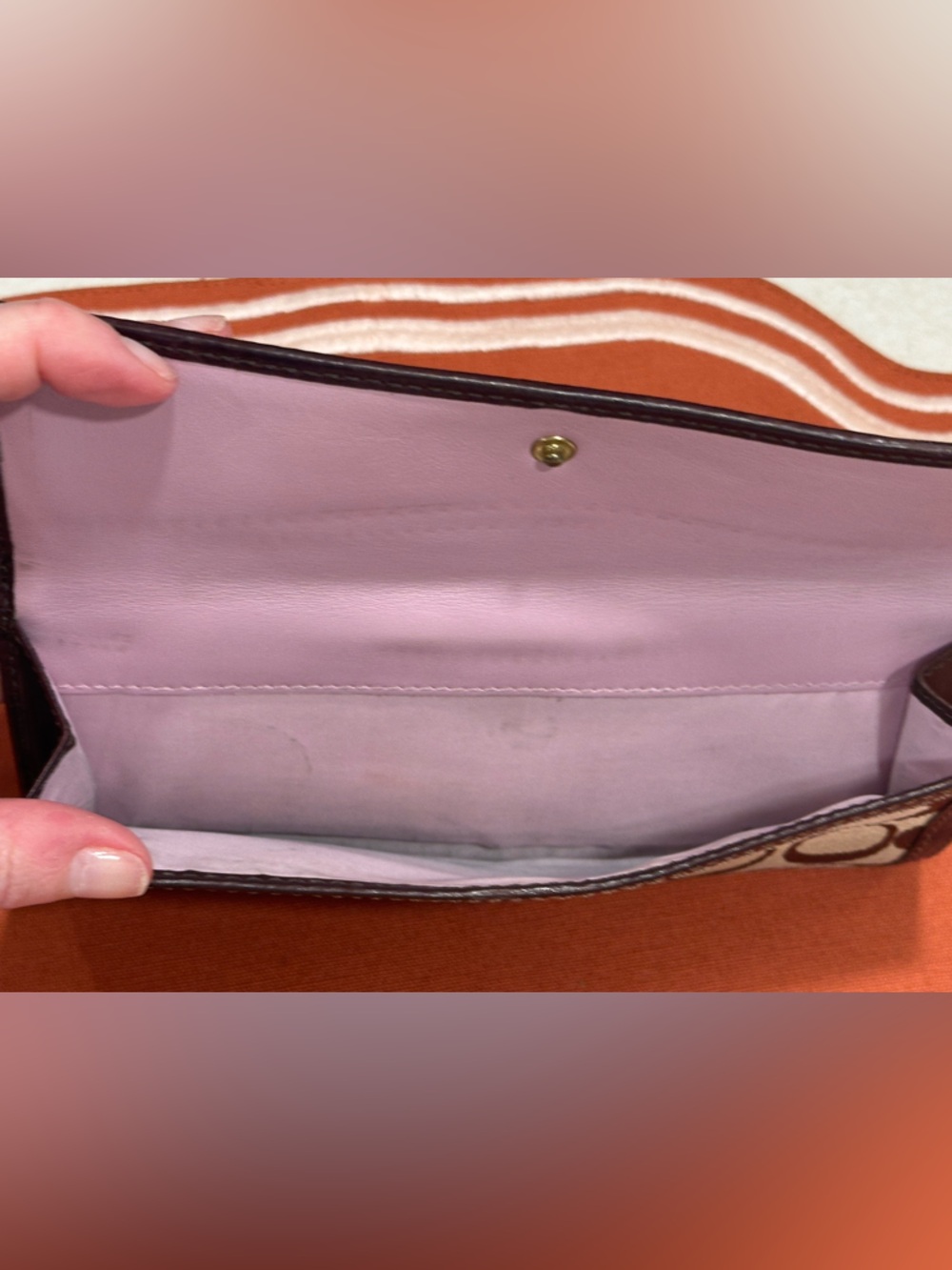 Coach Brown/Tan Signature Turnlock Continental Wallet - Picture 5 of 9